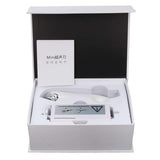 Mini Ultrasonic Scalpel home beauty equipment in a sleek packaging box with instruction manual.